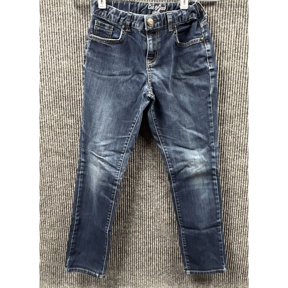 Cat & Jack Jeans Girls Skinny Size 10 Plus Blue Denim‎ Pant Adjustable Waistband